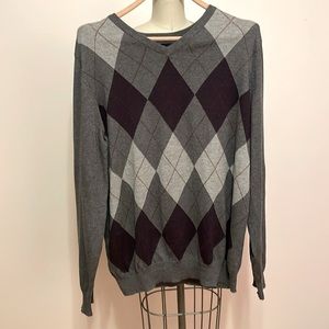 Mens Sweater Croft & Barrow Sz Medium Gray & Brown